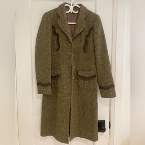 Tara Jarmon - Wool Olive Tweed Coat (size: S/M)